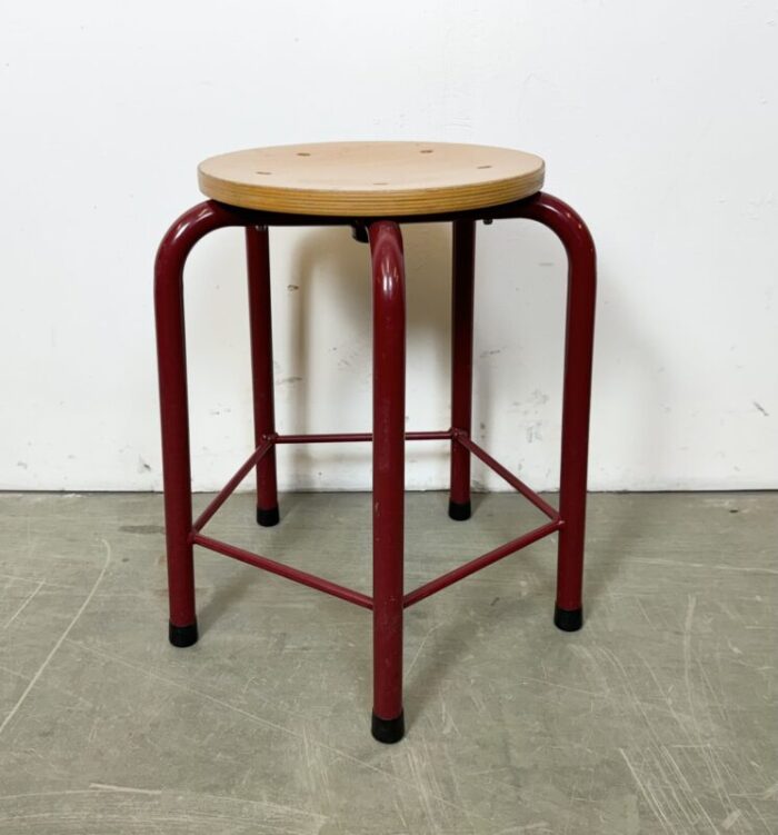 vintage industrial school stool 1970s 9053