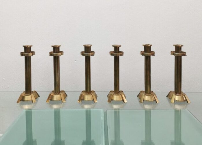 vintage italian brass candleholders 1970s set of 4 4