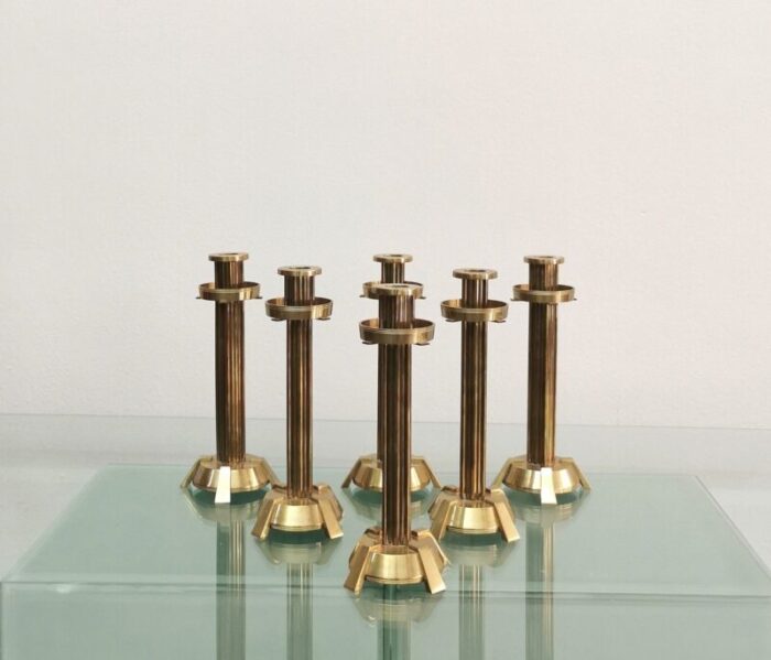 vintage italian brass candleholders 1970s set of 4 5