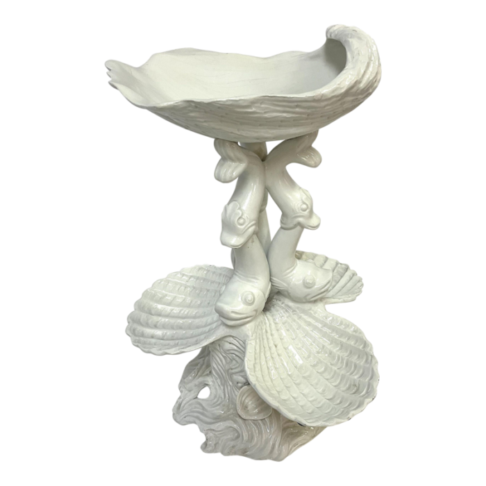 vintage italian ceramic dolphin and seashell tiered centerpiece 5113