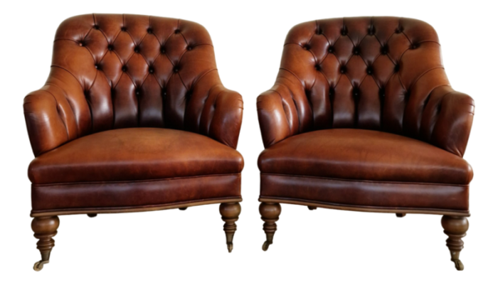 vintage leather club chairs 1950s set of 2 1749