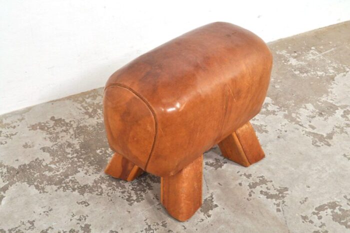 vintage leather gymnastic horse or foot stool 1930s 4276