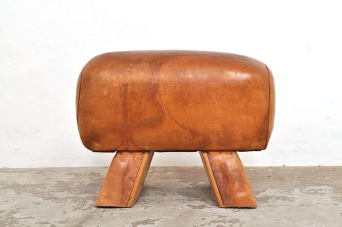 vintage leather gymnastic horse or foot stool 1930s 6743