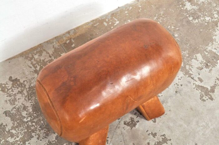 vintage leather gymnastic horse or foot stool 1930s 6822