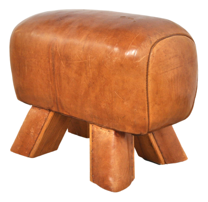 vintage leather gymnastic horse or foot stool 1930s 7366