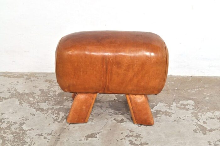 vintage leather gymnastic horse or foot stool 1930s 9220