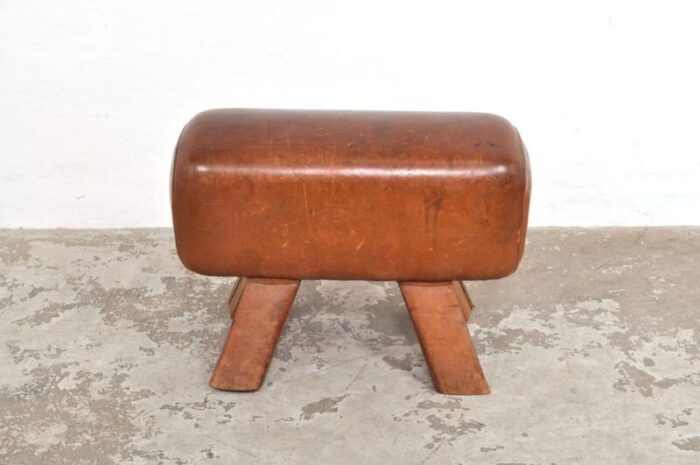 vintage leather gymnastic horse or foot stool 1930s set of 2 2983