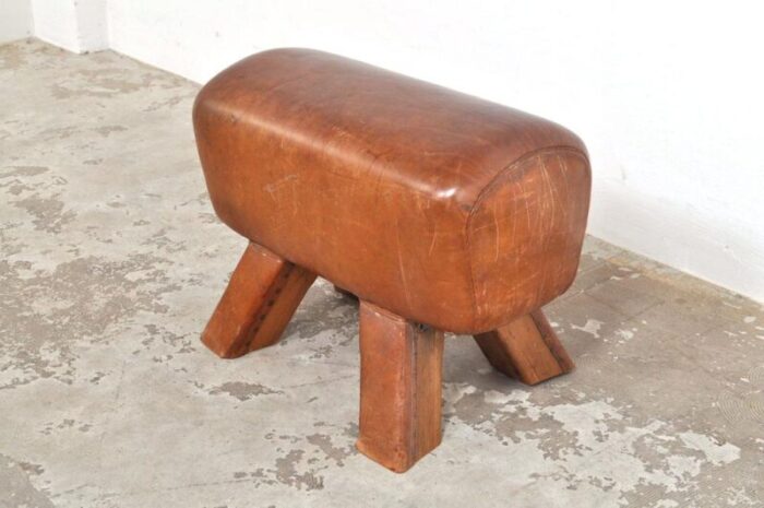 vintage leather gymnastic horse or foot stool 1930s set of 2 4517