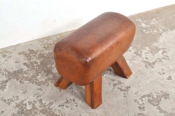 vintage leather gymnastic horse or foot stool 1930s set of 2 5612