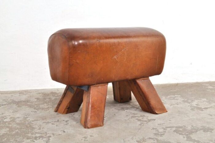 vintage leather gymnastic horse or foot stool 1930s set of 2 5911