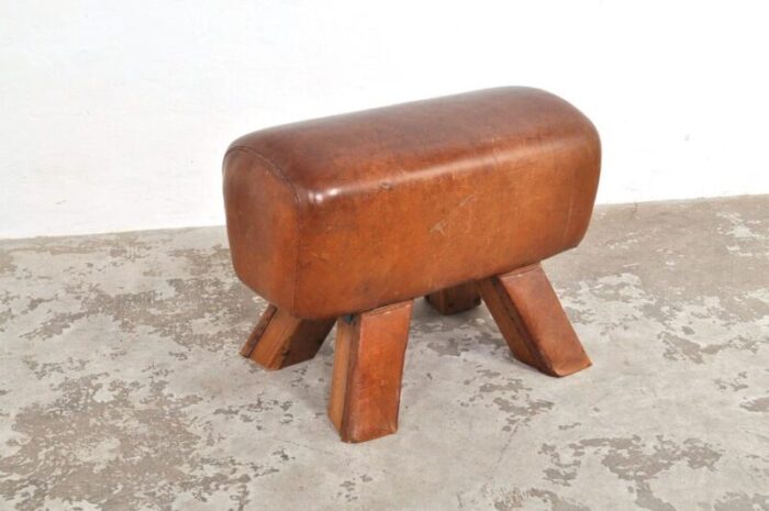 vintage leather gymnastic horse or foot stool 1930s set of 2 9484