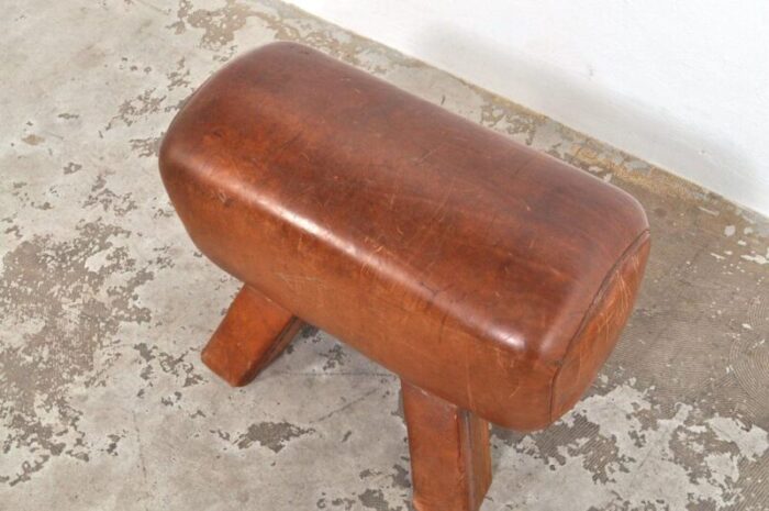 vintage leather gymnastic horse or foot stool 1930s set of 2 9859