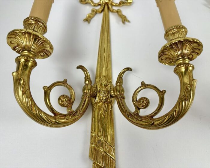 vintage louis xvi belgium bronze wall sconces lighting classic empire furniture from massive lighting set of 2 0446