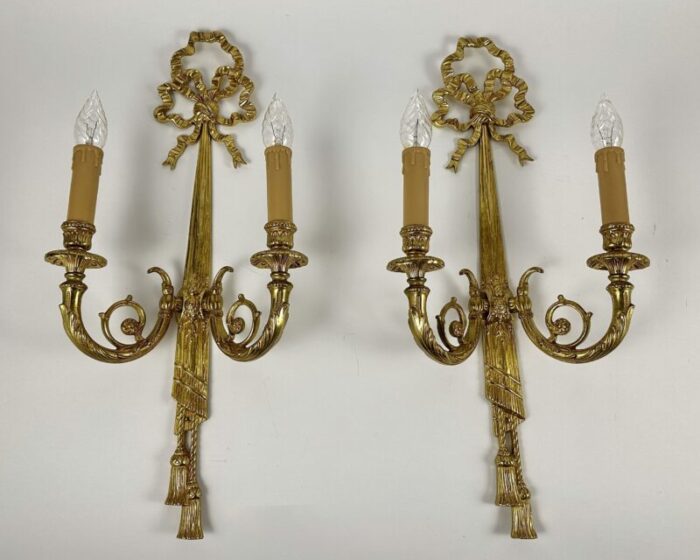 vintage louis xvi belgium bronze wall sconces lighting classic empire furniture from massive lighting set of 2 1274