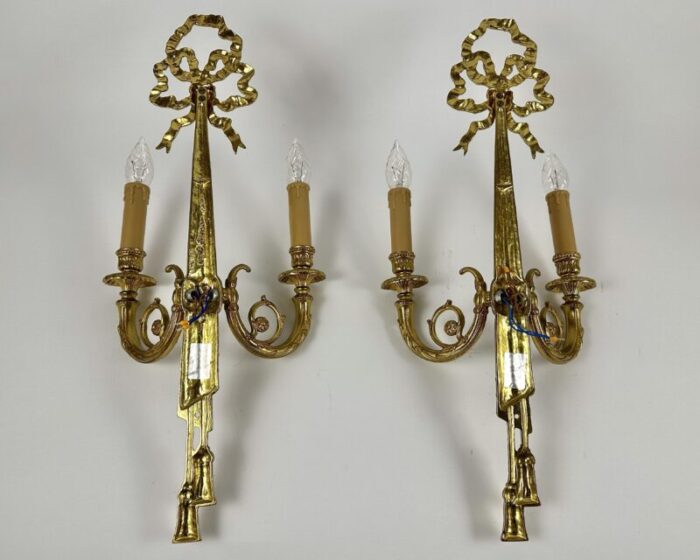 vintage louis xvi belgium bronze wall sconces lighting classic empire furniture from massive lighting set of 2 4985