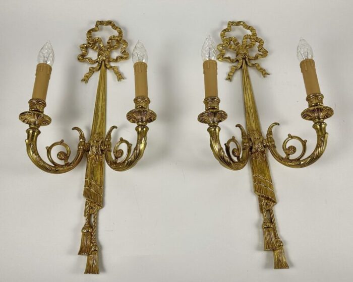 vintage louis xvi belgium bronze wall sconces lighting classic empire furniture from massive lighting set of 2 5186