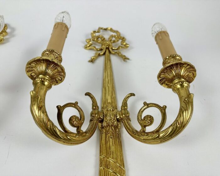 vintage louis xvi belgium bronze wall sconces lighting classic empire furniture from massive lighting set of 2 9928