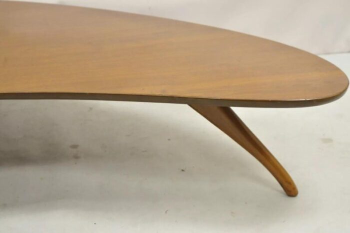 vintage mid century sculpted walnut kagan style floating glass coffee table 9874