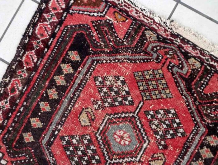 vintage middle eastern handmade hamadan rug 1950s 3