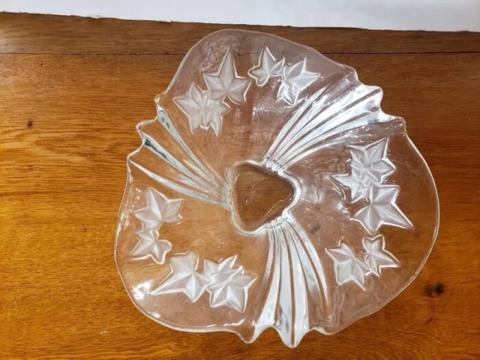 vintage mikasa large parisian frosted ivy crystal handkerchief bowl 2660