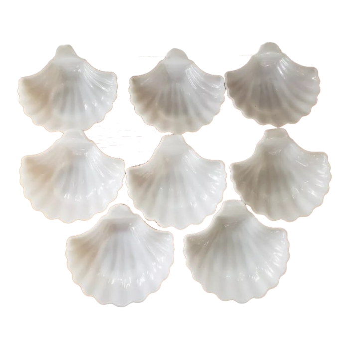 vintage milk glass clamshell candytrinket seashell dishes set of 8 8589