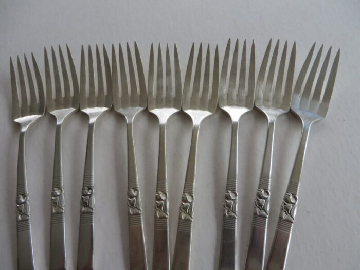 vintage morning star pattern set of 9 saladfish forks oneida community 1948 4615