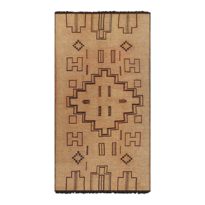 vintage moroccan tuareg mat in beige with geometric medallion from rug and kilim 0810