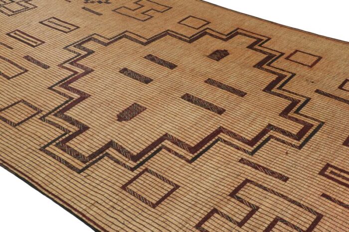 vintage moroccan tuareg mat in beige with geometric medallion from rug and kilim 3479