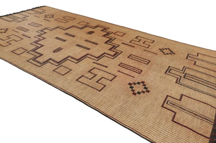 vintage moroccan tuareg mat in beige with geometric medallion from rug and kilim 4246