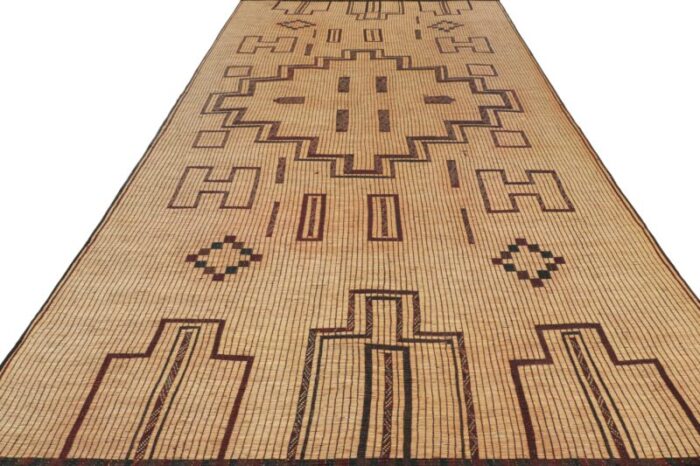 vintage moroccan tuareg mat in beige with geometric medallion from rug and kilim 5376