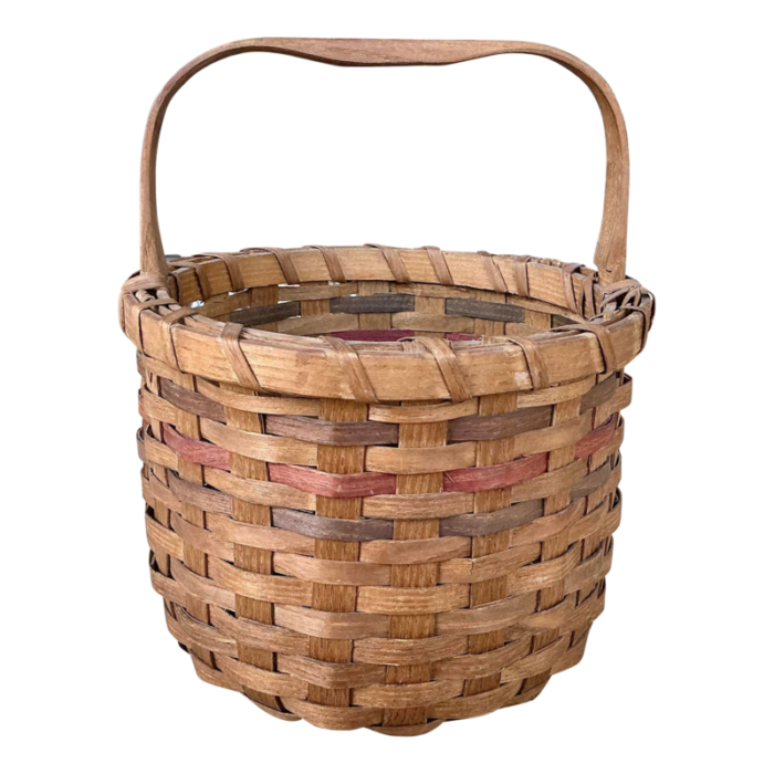 vintage nantucket style basket with wooden handle 1412