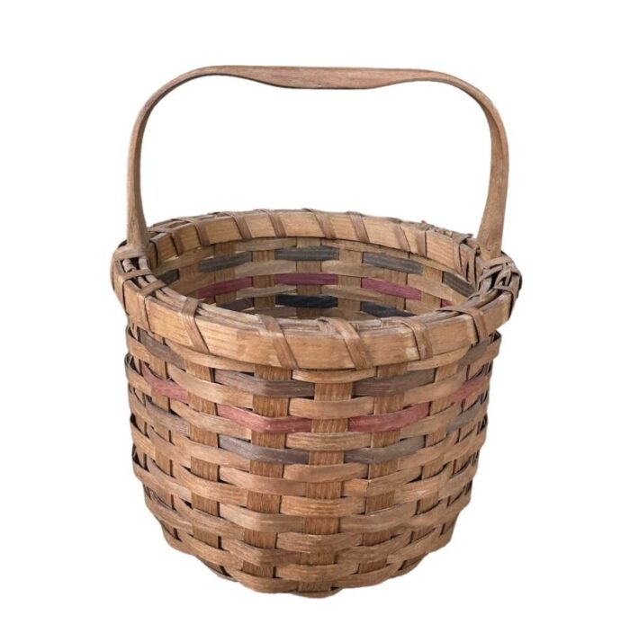 vintage nantucket style basket with wooden handle 6304