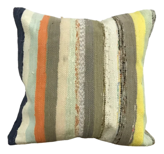 vintage natural stripe cushion cover 1950s 4109