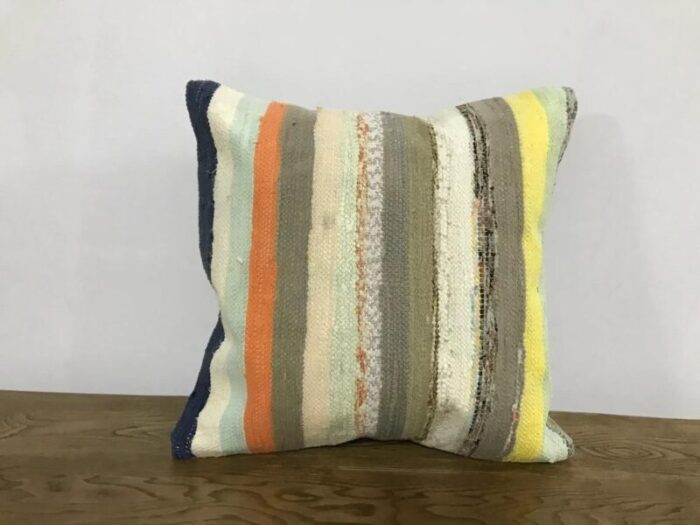 vintage natural stripe cushion cover 1950s 6174