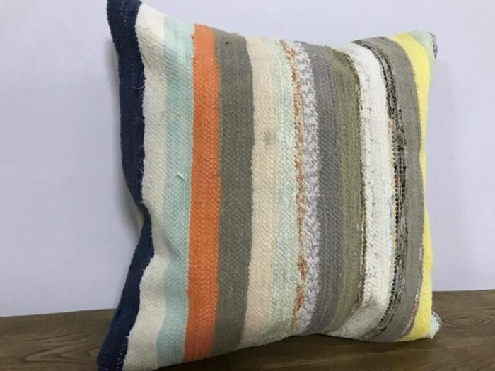 vintage natural stripe cushion cover 1950s 6252