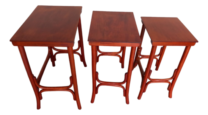 vintage nesting tables by poland krakow 1930s set of 3 7207