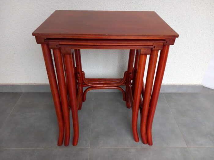 vintage nesting tables by poland krakow 1930s set of 3 7513