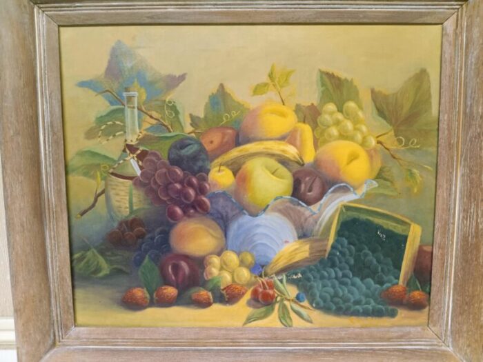 vintage oil on canvas still life signed carl block 1953 framed 5861