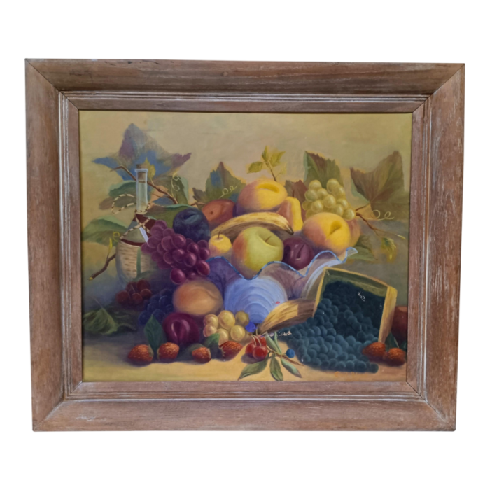 vintage oil on canvas still life signed carl block 1953 framed 8654