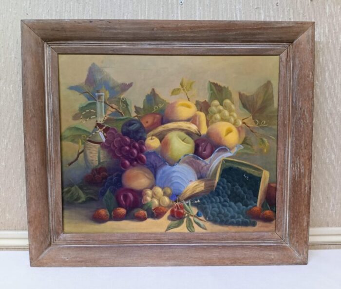 vintage oil on canvas still life signed carl block 1953 framed 8776