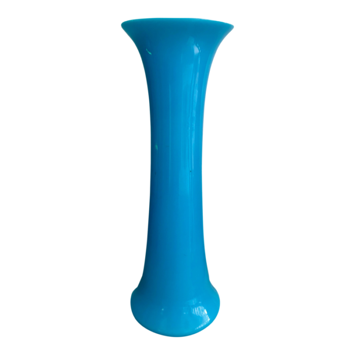 vintage opaline style azurite glass trumpet vase 9293