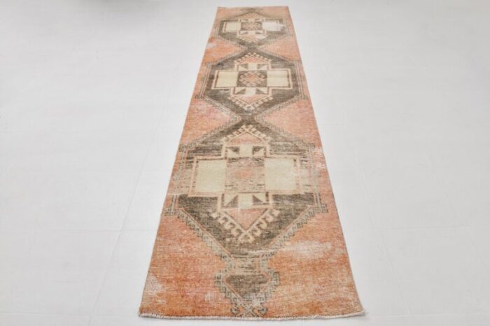 vintage orange geometric runner rug 1964 1