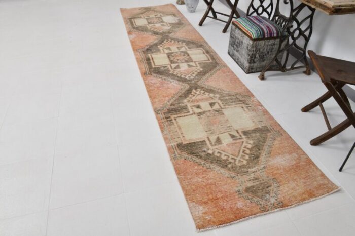 vintage orange geometric runner rug 1964 3