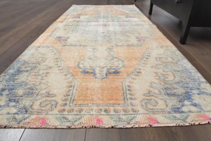 vintage oushak turkish orange wool rug 1940s 3