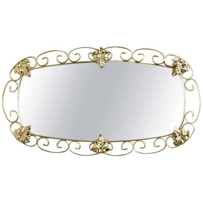 vintage oval mirror in brass 1950s 0553