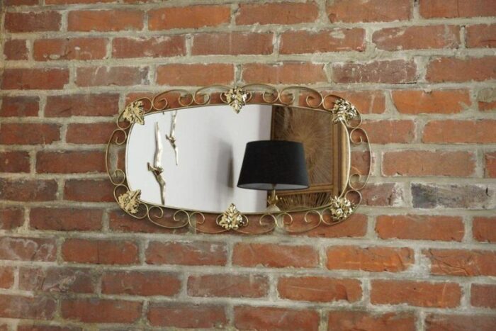 vintage oval mirror in brass 1950s 1650