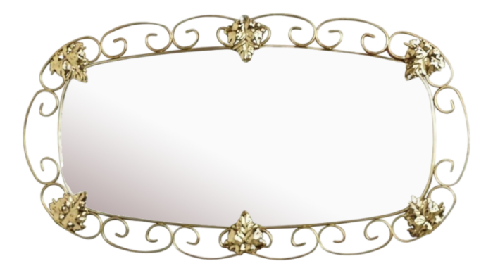 vintage oval mirror in brass 1950s 8409