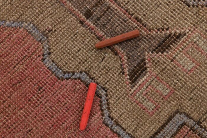 vintage pink and brown wool rug 15