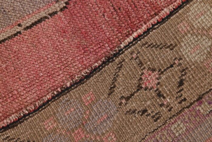 vintage pink and brown wool rug 8