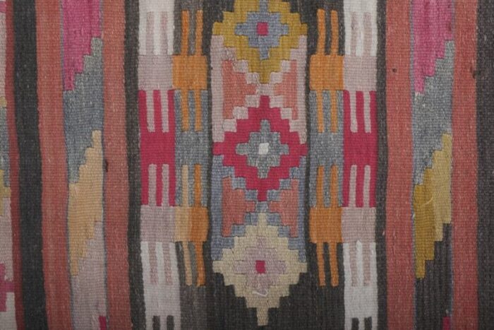 vintage pink orange yellow kilim hallway runner rug 6